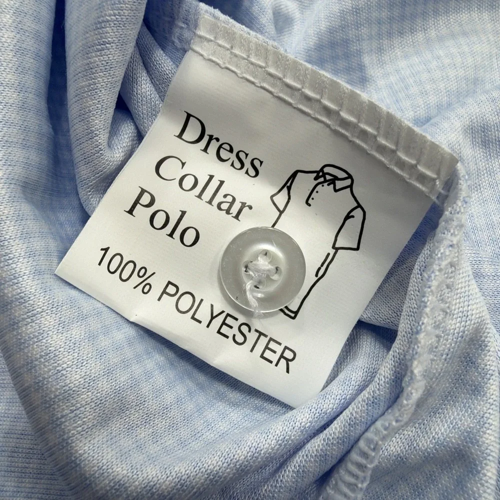 COLLARS & CO. Firm Dress Collar Polo Shirt Mens Large Tall LT Blue White AOP New